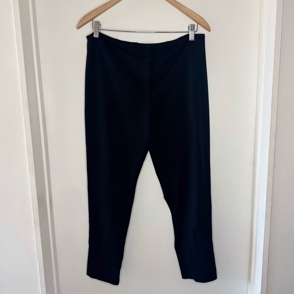Eileen Fisher Stretch Black Knit Pants Women’s Large 12 Tapered Leg Minimalist